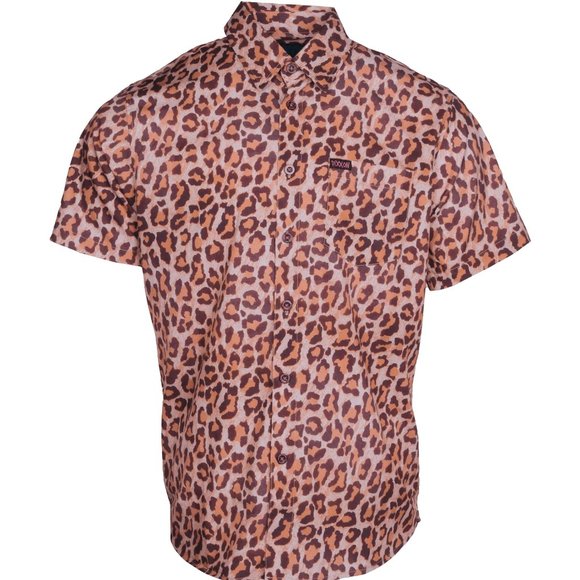 NWT Dixxon Flannel The Rick Leopard Animal Print Short Sleeve Shirt - Picture 1 of 7